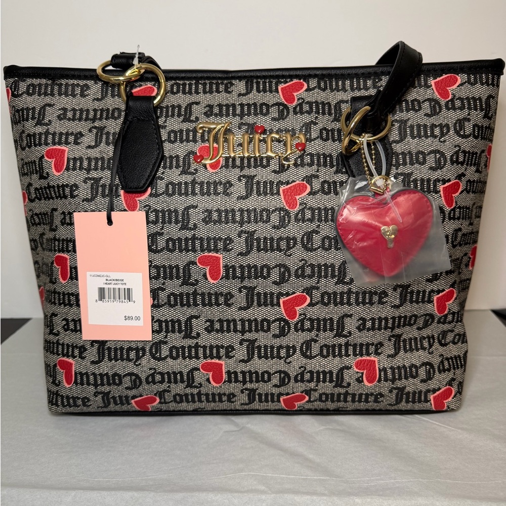 JUICY COUTURE I Heart Juicy Tote With Red Hearts NWT